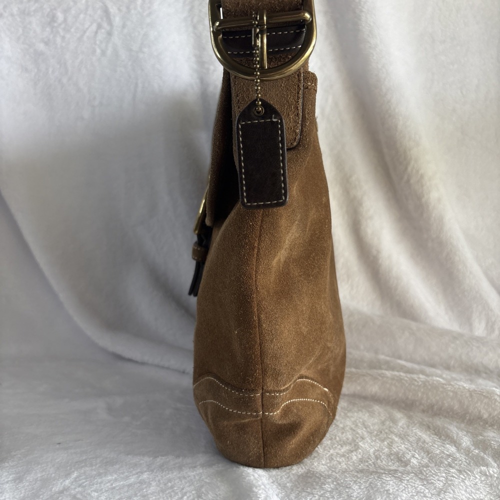 COACH Soho Handbag Brown Tan Suede Leather Hobo Crossbody Shoulder Bag - Picture 8 of 16